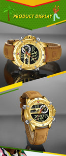 NAVIFORCE Luxury Original Watches For Men Casual Sport Chronograph Alarm Quartz WristWatch Leather Waterproof Digital Clock 9163