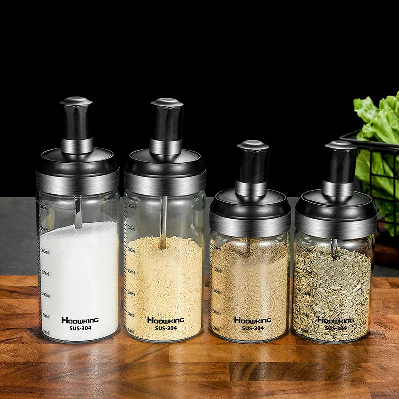 Spice Jar Organizer Accessory Sugar Bowl Salt Shaker Seasoning Container Boxes With Spoons Storage Supplies Spice Boxes