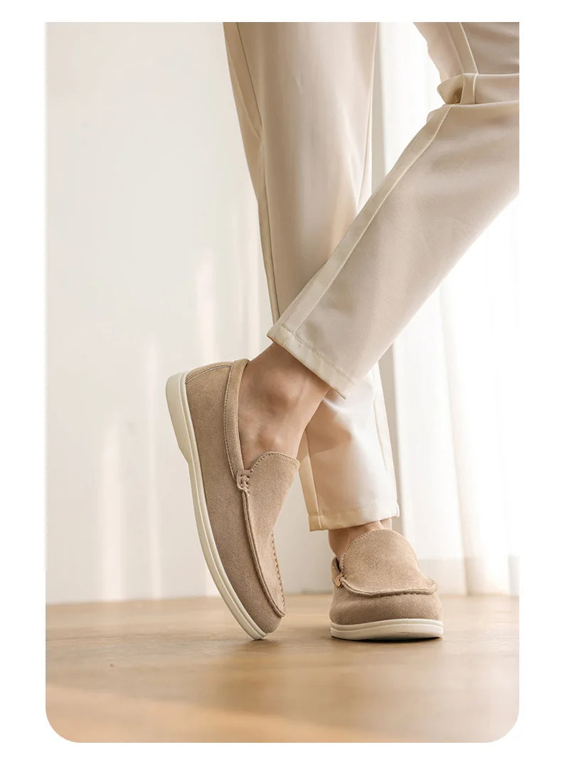 Men Flat Loafers 2025 Frosted Suede Flat Shoes Comfortable Non Slip Fashion Loafers Lightweight Trendy Outdoor Casual Shoes