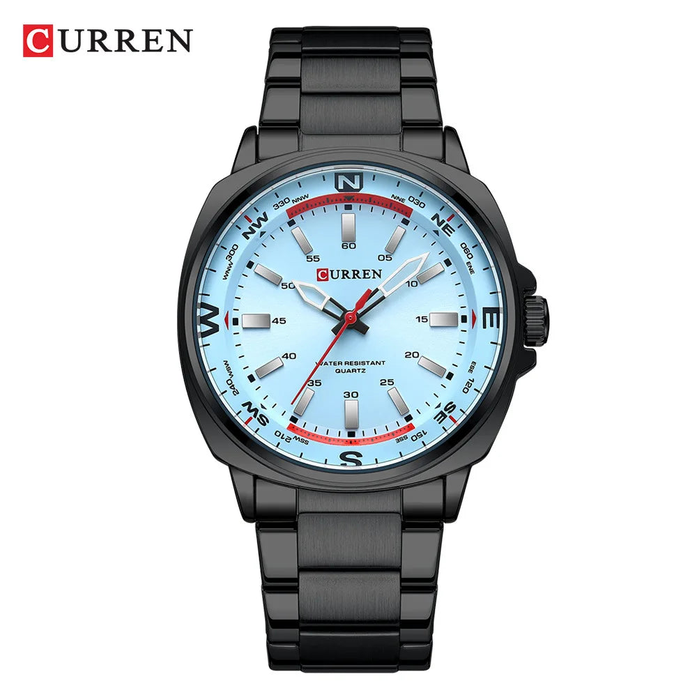 CURREN 8455 Men's Quartz Watch Large Dial Waterproof Stainless Steel Strap Casual Business Elegant Watches for Men Reloj Hombre
