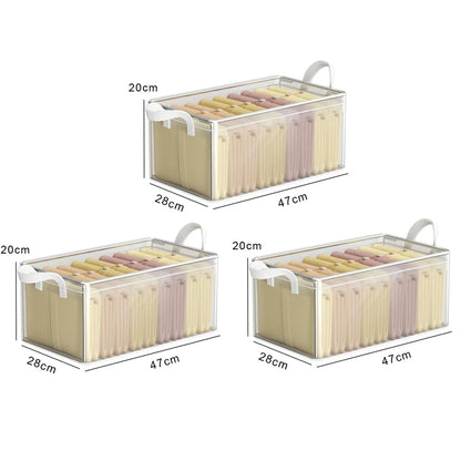 Cesta de almacenamiento transparente de PVC para ropa interior, caja de almacenamiento con marco de acero inoxidable, organizador de armario, caja de tela impermeable