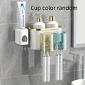 Toothbrush Holder With Squeezer Perforation-free Bathroom Shelf Mouthwash Cup Toothbrush Holder