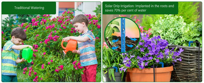 Sistema de riego solar para jardín y balcón. Sistema de riego automático por goteo. Sistema de riego de jardín DIY. Riego por goteo con manguera.