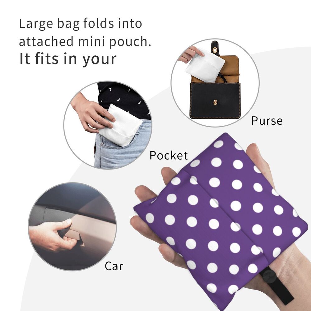 Custom Recycling Classic Black And White Polka Dot Shopping Bag Women Tote Bag Portable Grocery Shopper Bags