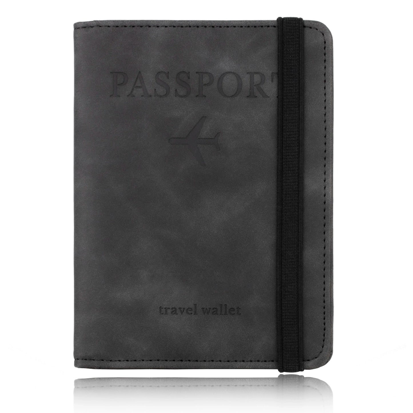 Tarjetero de cuero con bloqueo RFID, funda para pasaporte, billetera, accesorios de viaje para mujeres y hombres.