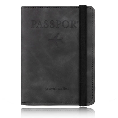 Tarjetero de cuero con bloqueo RFID, funda para pasaporte, billetera, accesorios de viaje para mujeres y hombres.