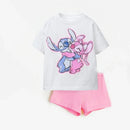 Girls Pink Tshirt +Shorts Cute 2Piece/Set Summer Clothing Short Sleeve Tracksuits Cartoon Print Tees Children Casual Loose Suit