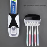 1 conjunto de suporte para escovas de dentes de fácil utilização com dispensador automático de pasta de dente e suporte de parede para escovas de dentes