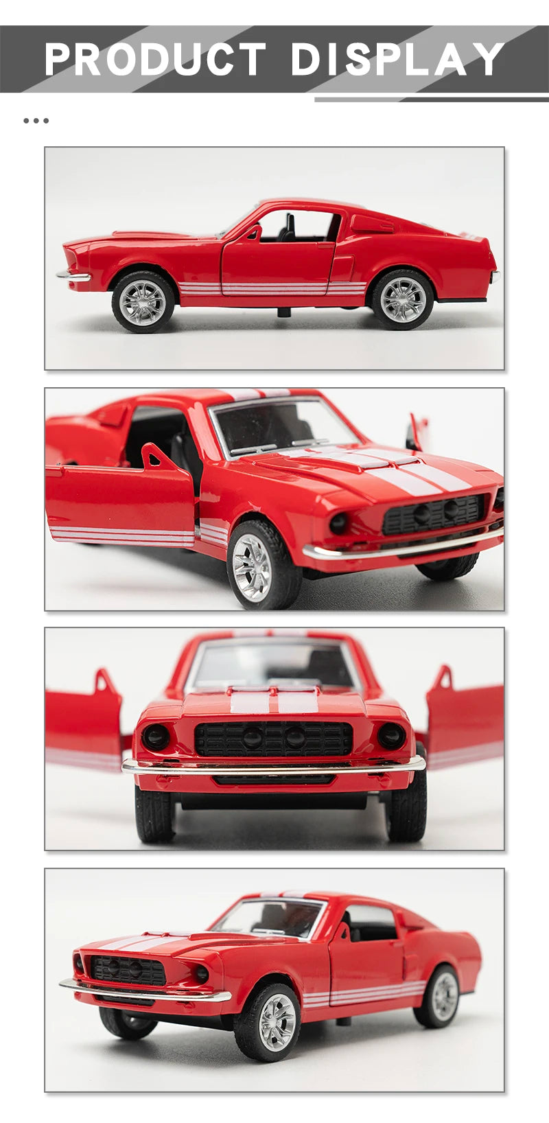 1:36 Alloy Diecast Mustang Classic Vintage Car Model Pull Back Car Miniature Vehicle Replica For Collection Gift