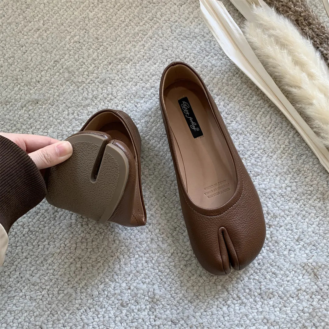Women Flats Tabi Ninja Shoes Woman Ladies Microfiber Leather Comfy  Flats Split Toe Slippers Soft Bottom Loafers Solid Brief La