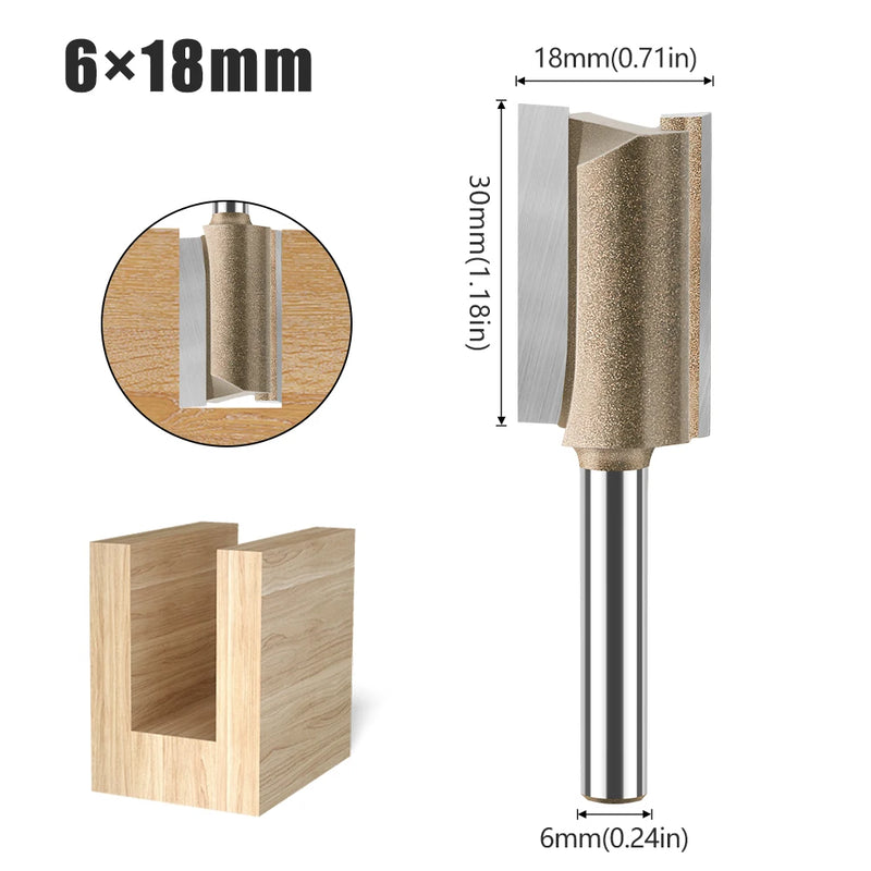 6mm Shank CNC Straight Bit Flush Trim Single Double Flute Router Bit Tungsten Carbide Milling Cutter Woodworking Tools