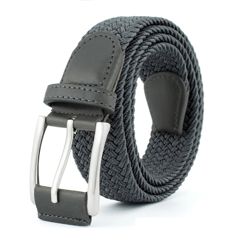 105cm Adjustable Buckle Braided Belts Unisex Jeans Trousers Pants Strap Women Men Metal Lock Waistbands Stretch Woven Belt