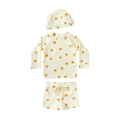 2025 Summer Baby Boys Swimsuit Long Sleeves One Piece Swimwear for Kids Toddler Cartoon UPF50+ Rash Guards Infant Bathing Sui