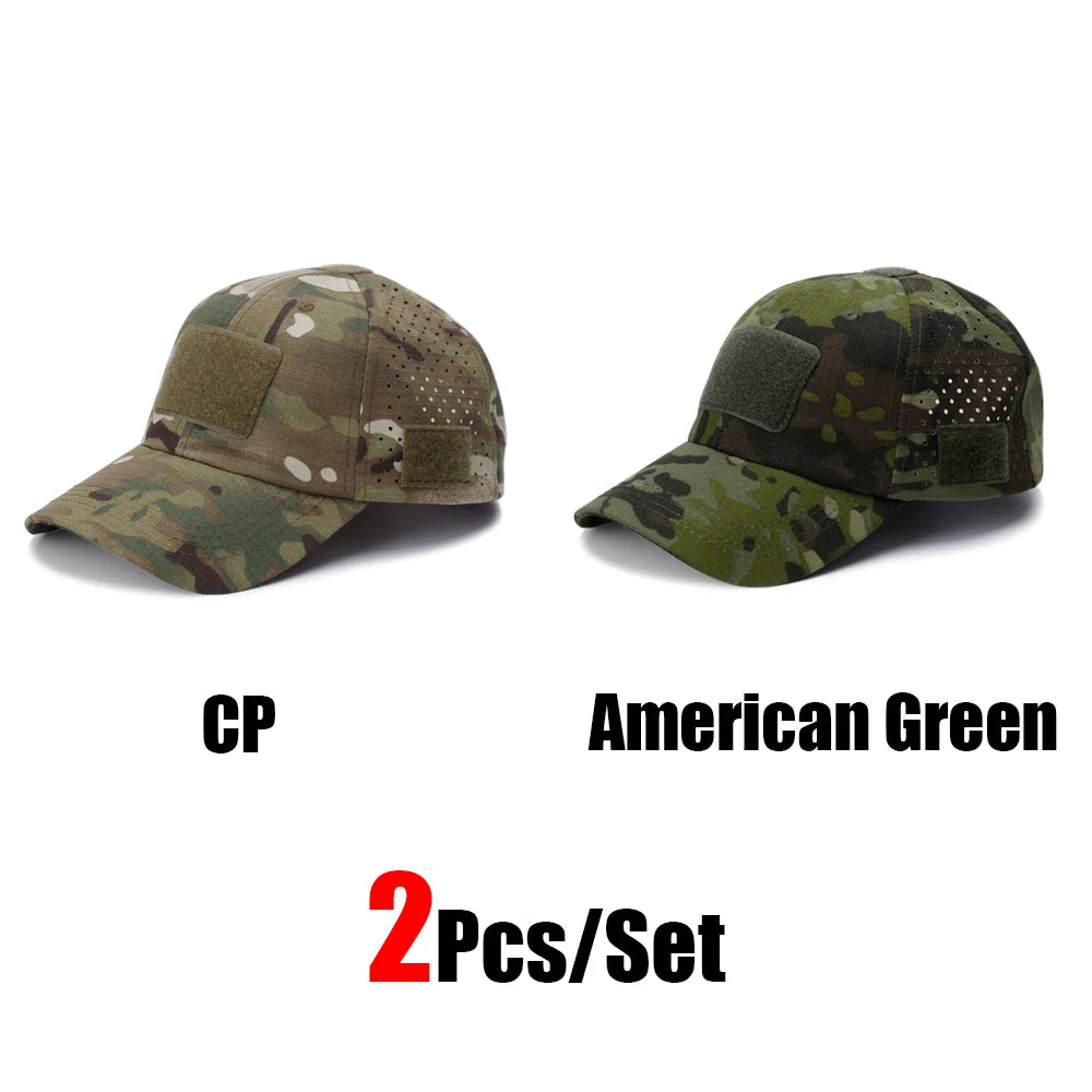 1/2pcs New Men's Camouflage Baseball Cap Breathable Sunscreen Hat Outdoor Sports Hunting Hiking Camping Beach Fishing Sun Hat
