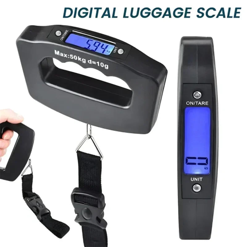 Báscula digital para equipaje, electrónica, portátil, para viajes, con retroiluminación, para colgar maletas.