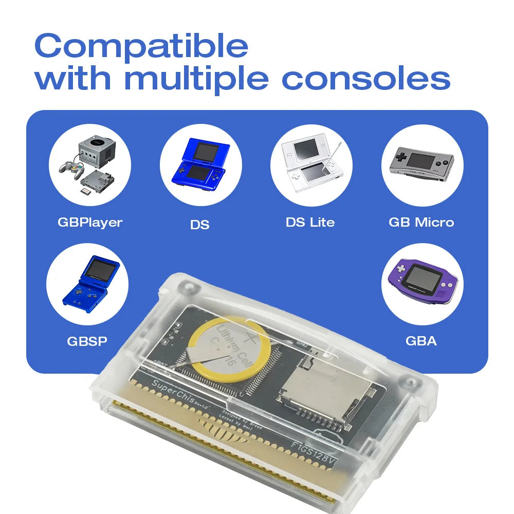 Chiscart SuperChis Prime Game Reader Cart for Nintendo GBA/NDS/GBA SP/GB Player SDRAM Powered by SuperFW NOR Flash