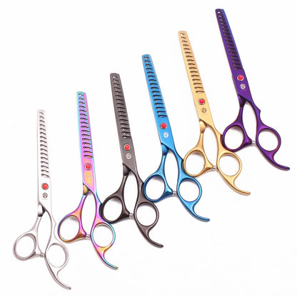 Tijeras de peluquería canina Purple Dragon de 6,5" y 7" de acero inoxidable, curvadas hacia arriba, profesionales para mascotas, tijeras de entresacar, Z3002