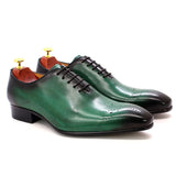Men's Oxford Genuine Leather Wholecut Fashion Pointed Toe Lace-up Formal Business Wedding Dress Shoes