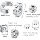 1 par/6 pares de brincos magnéticos de aço inoxidável para homens e mulheres, brincos de argola com clipe em aço sem piercing CZ para todas as idades