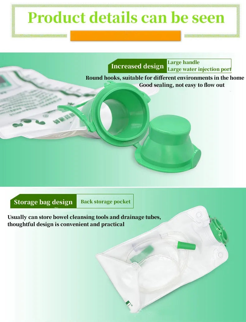 1200ml Household Enema Colonic Irrigation Douche Kit Reusable Cleaning Detox Bag With 10 Cleaning Heads