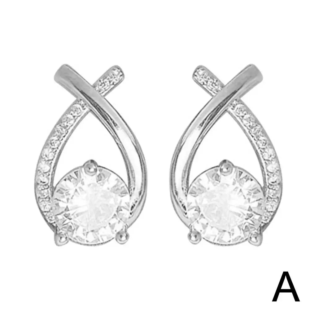 Elegant Cross Earrings for Women, Crystal Rings, Fishtail Jewelry, Lady's Gifts, Korean Style, Fashion
