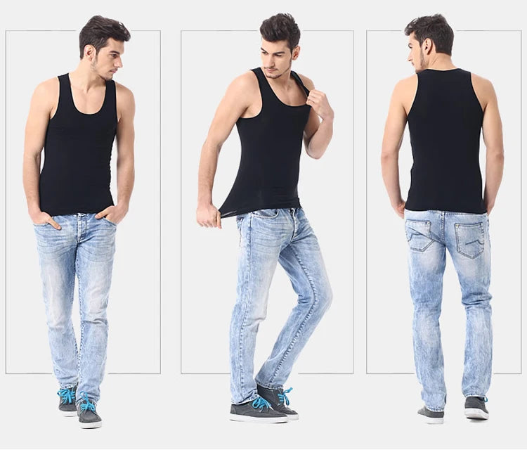 Four Seasons Men Pure Cotton Vest Youth Fit Sports Fitness Middle-aged Casual Sleeveless Top