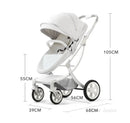 Baby Stroller 3in1,Luxury Baby Carriage with Car Seat,Eggshell Newborn Stroller Leather High Landscape PU leather