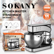 Electric Kitchen Mixer, Stainless Steel Bowl with Dough Hook, Whisk & Blender, Food Blender for Baking, Cake & Cook