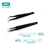 Pinzas antiestáticas ESD de acero inoxidable, herramienta curva de precisión para mantenimiento, reparación industrial, trabajo doméstico, modelo de herramienta manual. 