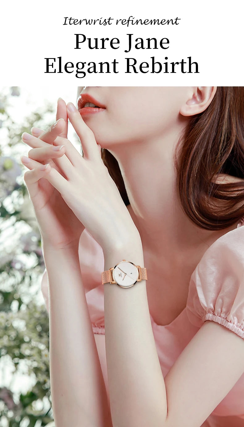 OLEVS Luxury Fashion Watch for Women Stainless Steel Waterproof Quartz Ladies Wristwatch Original Simple Elegant Women's Watches