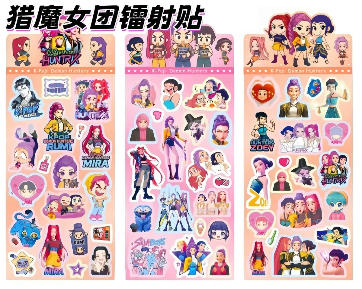 KPOP Demon Hunters Guka Devil Men's Group Anime Laser Cut Sticker for Office Stationery And School Supplies Decoration