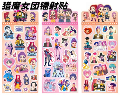 KPOP Demon Hunters Guka Devil Men's Group Anime Laser Cut Sticker for Office Stationery And School Supplies Decoration