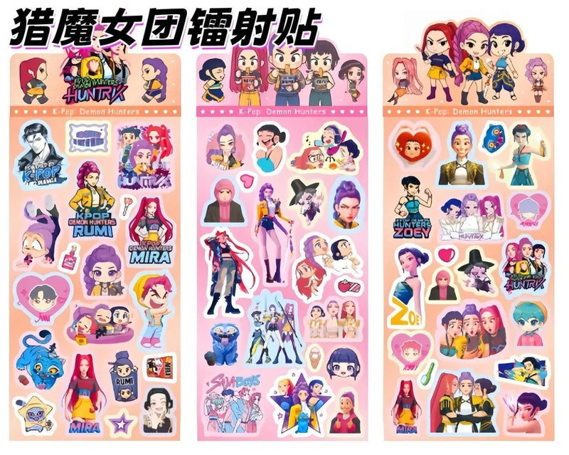 KPOP Demon Hunters Guka Devil Men's Group Anime Laser Cut Sticker for Office Stationery And School Supplies Decoration