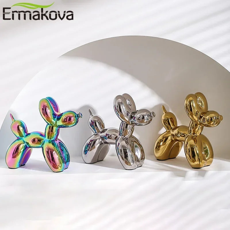 Escultura de cerámica abstracta con forma de perro, globo creativo, de ERMAKOVA, 11 cm/4,3 pulgadas, para decoración del hogar y la oficina, regalo