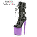 Nightclub Platform Women's Shoes 8 Inch Pole Dancing Pumps 20CM Thin High Heels Mid Tube Boots Design Buckle Sexy Stripper Show