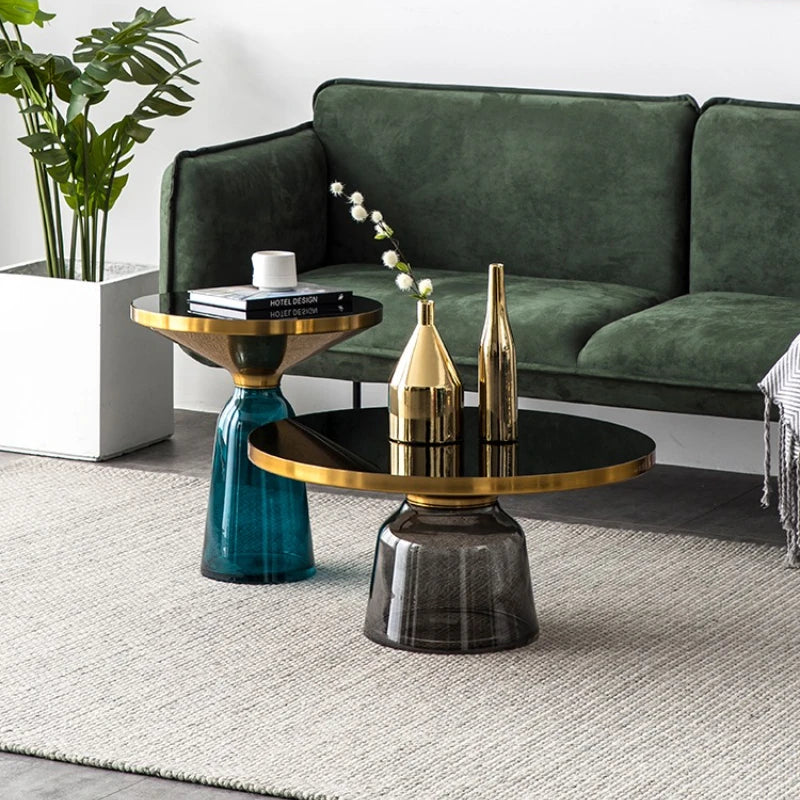 Artistic Glass Coffee Tables, Creative Design End Tables for Living Room , Stylish Accent Tea Table with Various Sizes & Colors