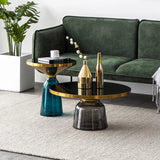 Artistic Glass Coffee Tables, Creative Design End Tables for Living Room , Stylish Accent Tea Table with Various Sizes & Colors