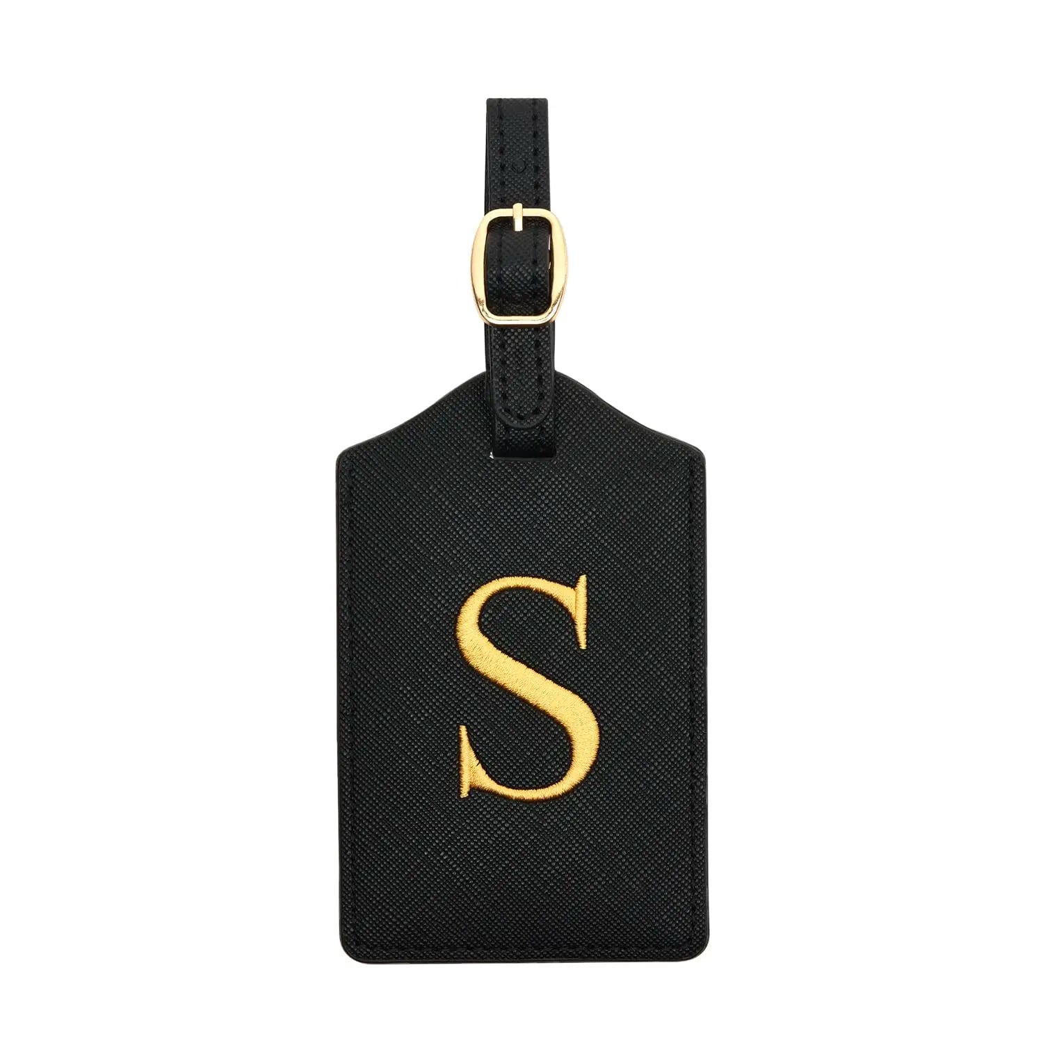 PU Leather Luggage Tag for Travel - Durable Suitcase ID Tag with Privacy Cover & Name Card Slot (A-Z) liu