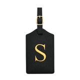 PU Leather Luggage Tag for Travel - Durable Suitcase ID Tag with Privacy Cover & Name Card Slot (A-Z) liu
