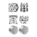 1/3Pairs 6MM Crystal Magnetic No-Pierce Stainless Steel Stud Earrings for Men Punk Zircon Magnet Earrings Non Piercing Jewelry