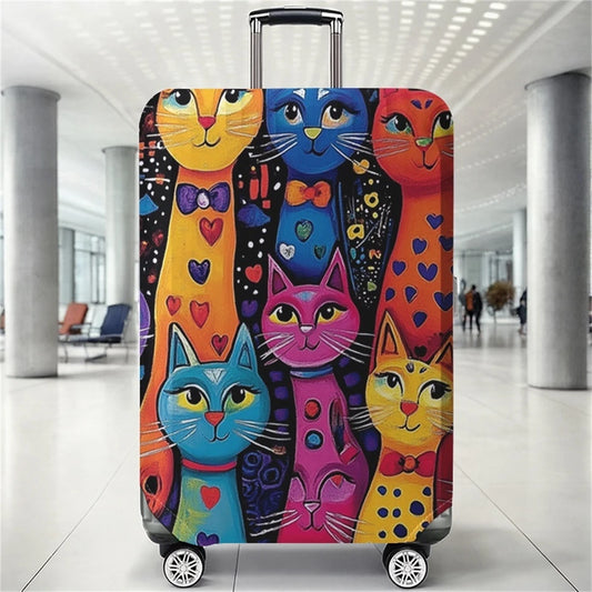 Colorful Rainbow Cat Shadow Pattern Luggage Protective Cover, suitable for 18-32 inch luggage covers, luggage handle gloves, tra