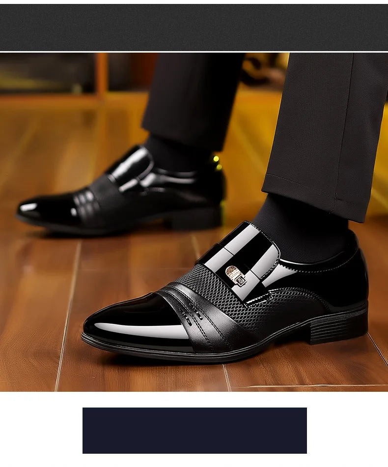 Men's Luxury Lacquer Oxford Wedding Shoes, Pointed Toe Dress Shoes for Men, Classic Business Men's Leather Shoes, Big Size 38-48