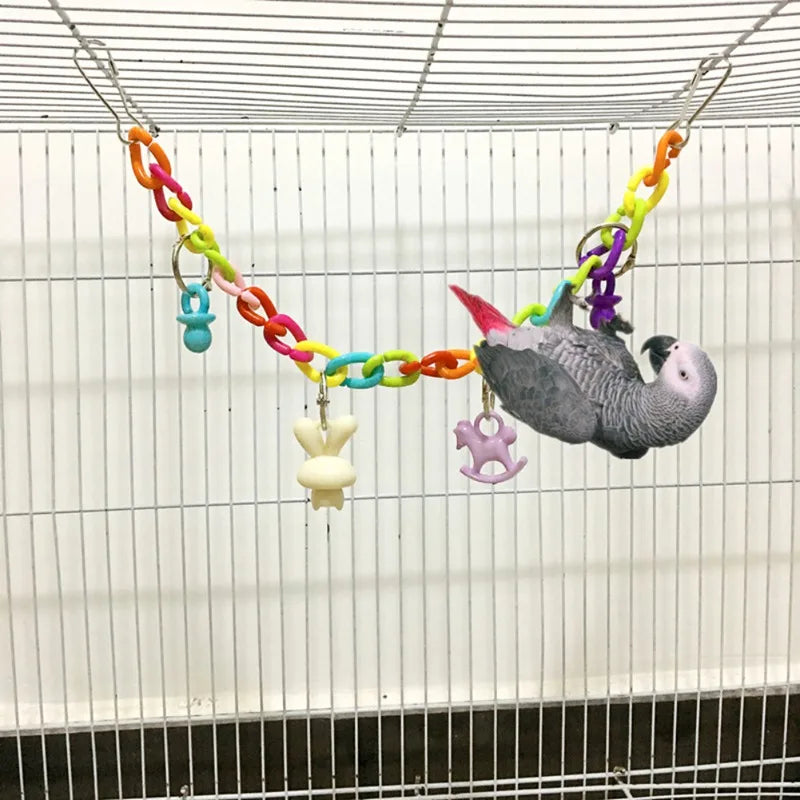 Pet Supplies Toy Parrot Toys Colorful Acrylic Bridge Cage Bird Funny Hanging Accessories Swing Toys Chain Exercise