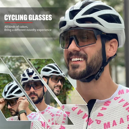 Kapvoe Photochromic Cycling Glasses Photochromic Sunglasses Road Bicycle Sports Glasses MTB Bike Eyewear Men 1 Lens Accessories
