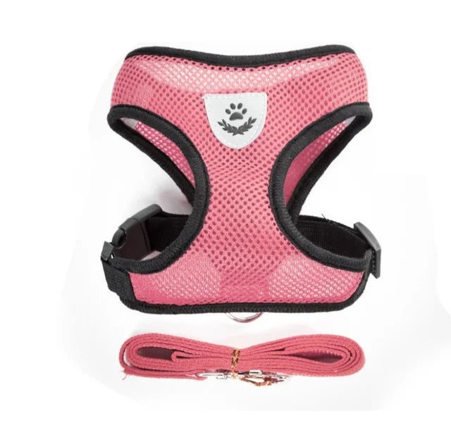 Arnés para perros y gatos con correa ajustable, malla de poliéster, transpirable, reflectante, para perros pequeños, accesorios para gatos.