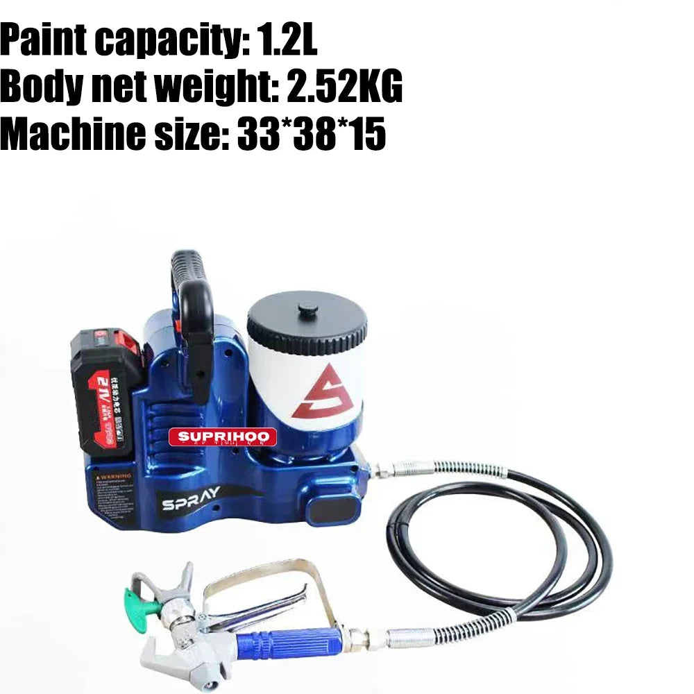 SUPRIHOO-Airless Pulverizador com Bateria De Lítio, Ajustável, Conveniente Látex Pintura Pulverização, Pintura Rastreamento, 6 Velocidade