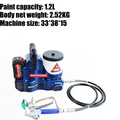 SUPRIHOO-Airless Pulverizador com Bateria De Lítio, Ajustável, Conveniente Látex Pintura Pulverização, Pintura Rastreamento, 6 Velocidade