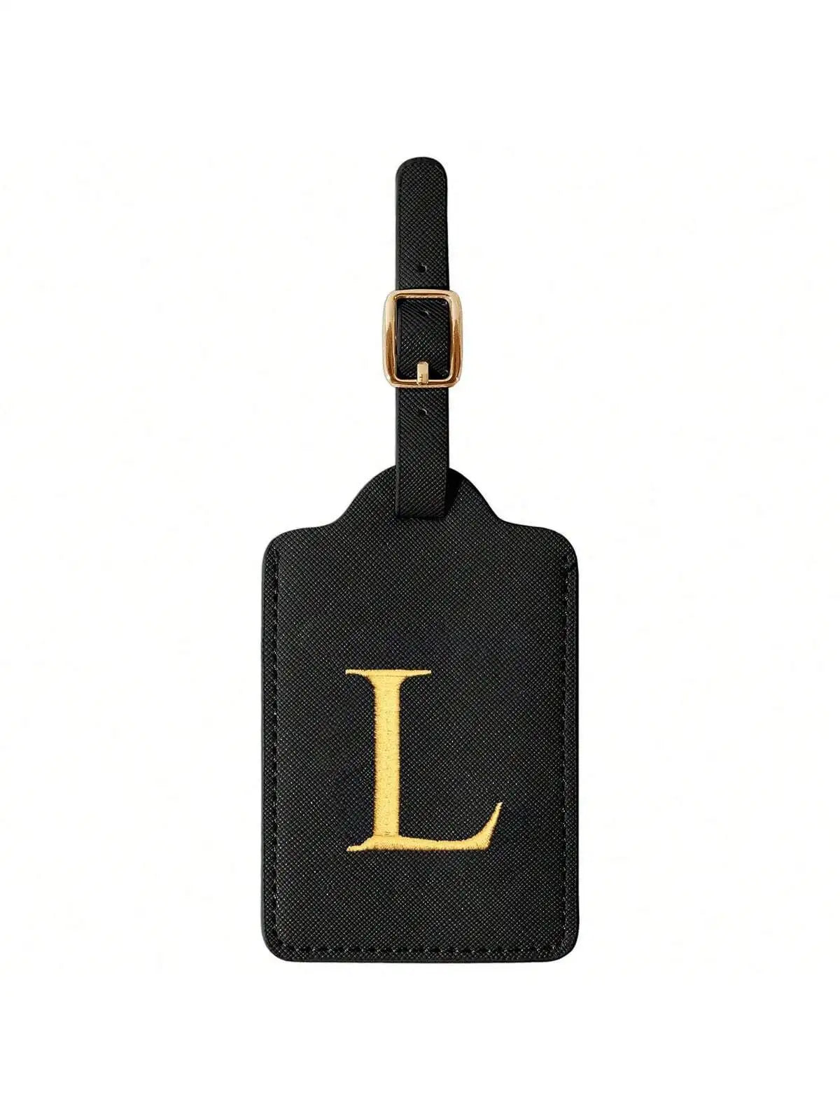 PU Leather Luggage Tag for Travel - Durable Suitcase ID Tag with Privacy Cover & Name Card Slot (A-Z) liu