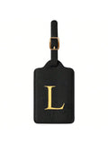PU Leather Luggage Tag for Travel - Durable Suitcase ID Tag with Privacy Cover & Name Card Slot (A-Z) liu