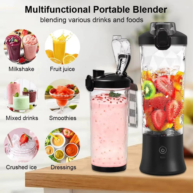 Portable mixer 600ml Household fruit cup smoothie mixer 4000mAh USB rechargeable smoothie mixer personal juicer kitchen tools